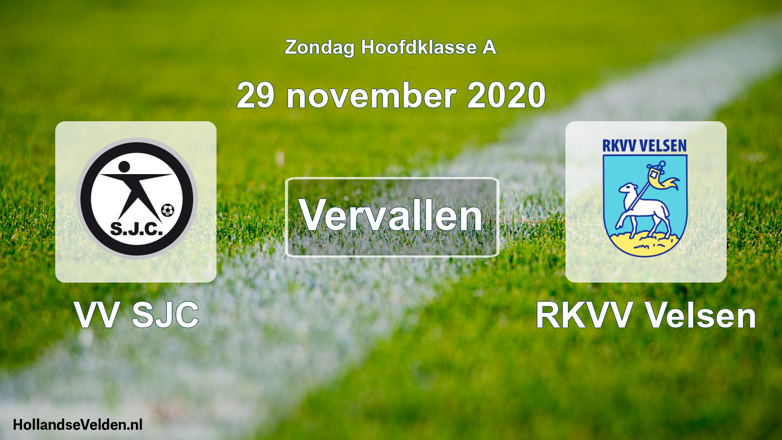 Scheduled Match: VV SJC - RKVV Velsen (29 November 2020)