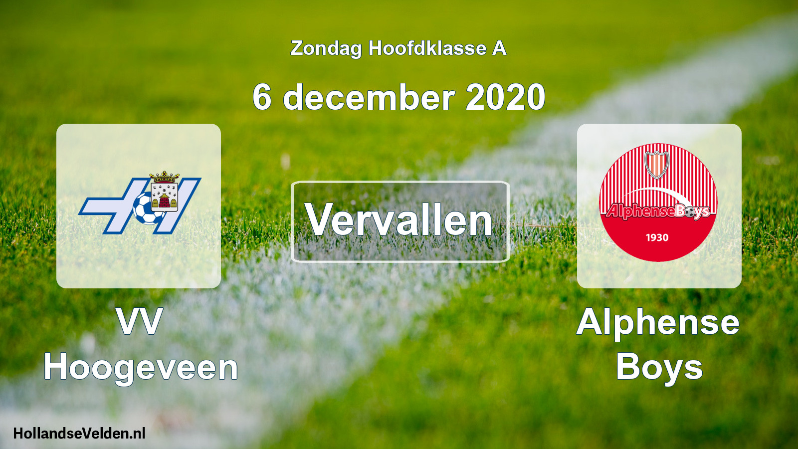 Scheduled Match: VV Hoogeveen - Alphense Boys (6 December 2020)