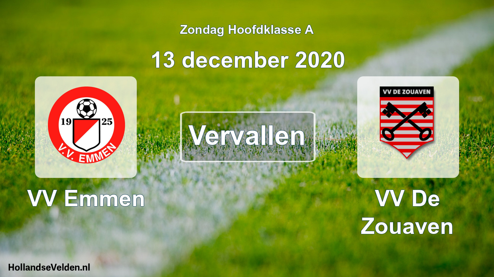 Scheduled Match: VV Emmen - VV De Zouaven (13 December 2020)