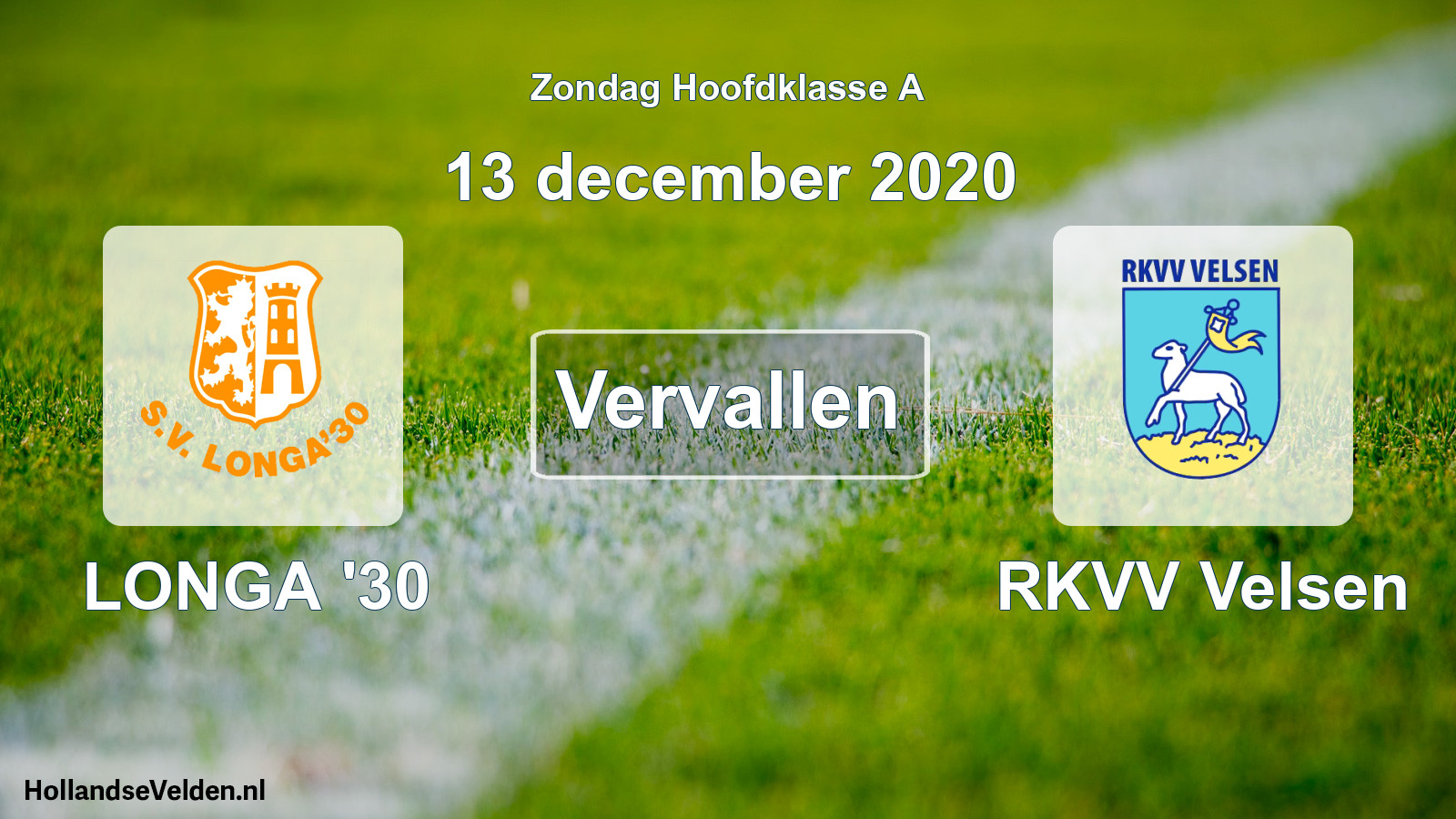 Scheduled Match: LONGA '30 - RKVV Velsen (13 December 2020)
