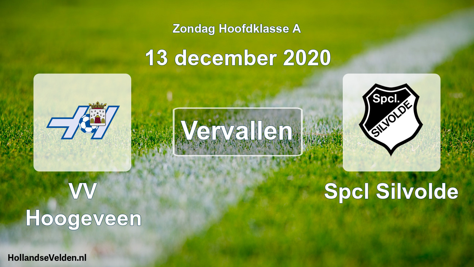 Scheduled Match: VV Hoogeveen - Spcl Silvolde (13 December 2020)