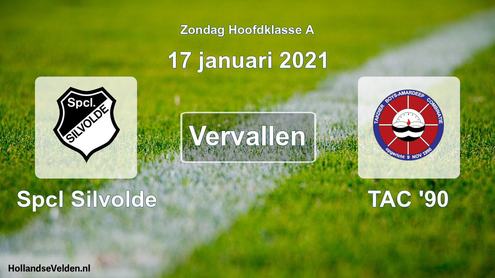 Scheduled Match: Spcl Silvolde - TAC '90 (17 January 2021)