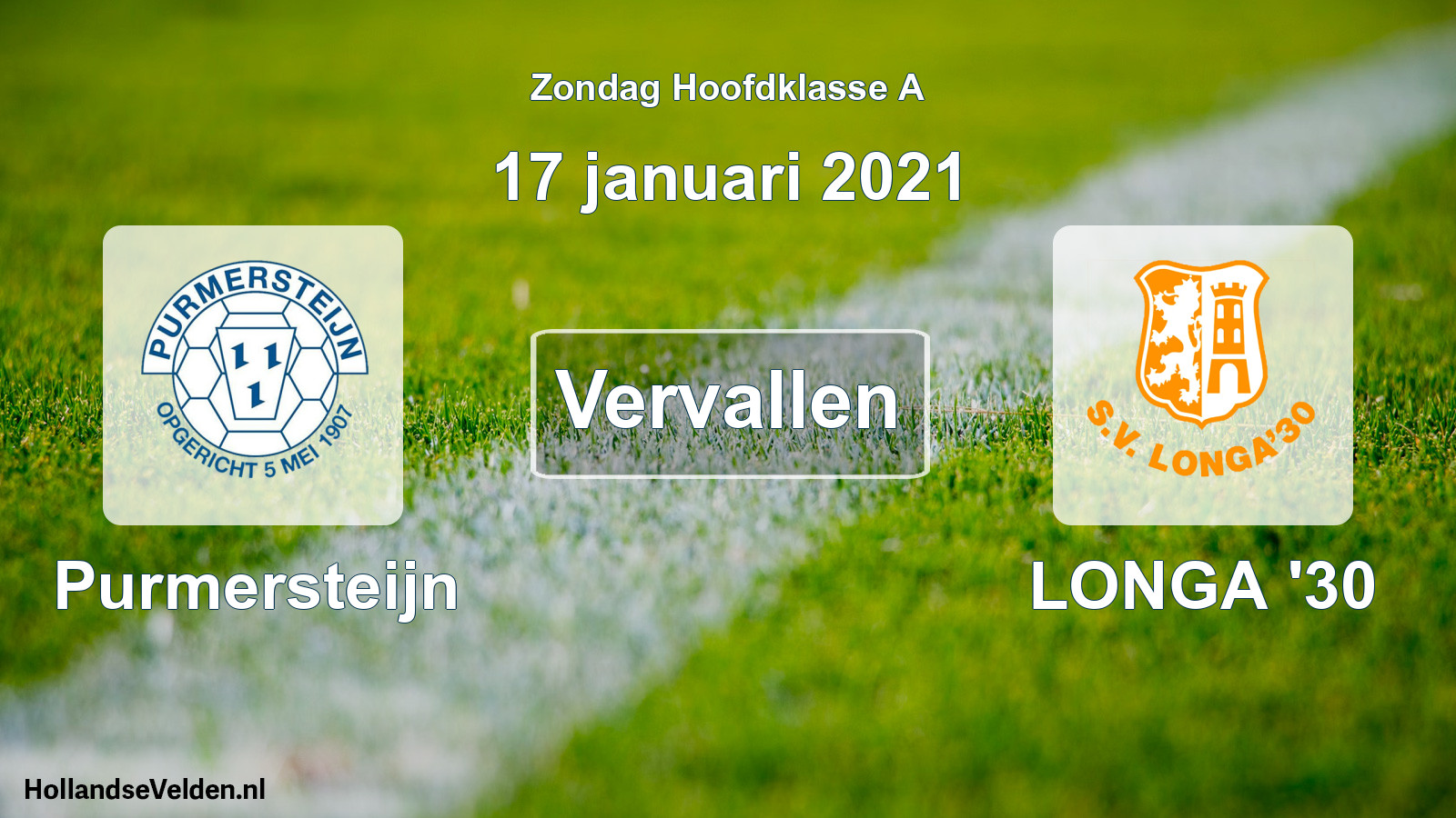 Scheduled Match: Purmersteijn - LONGA '30 (17 January 2021)