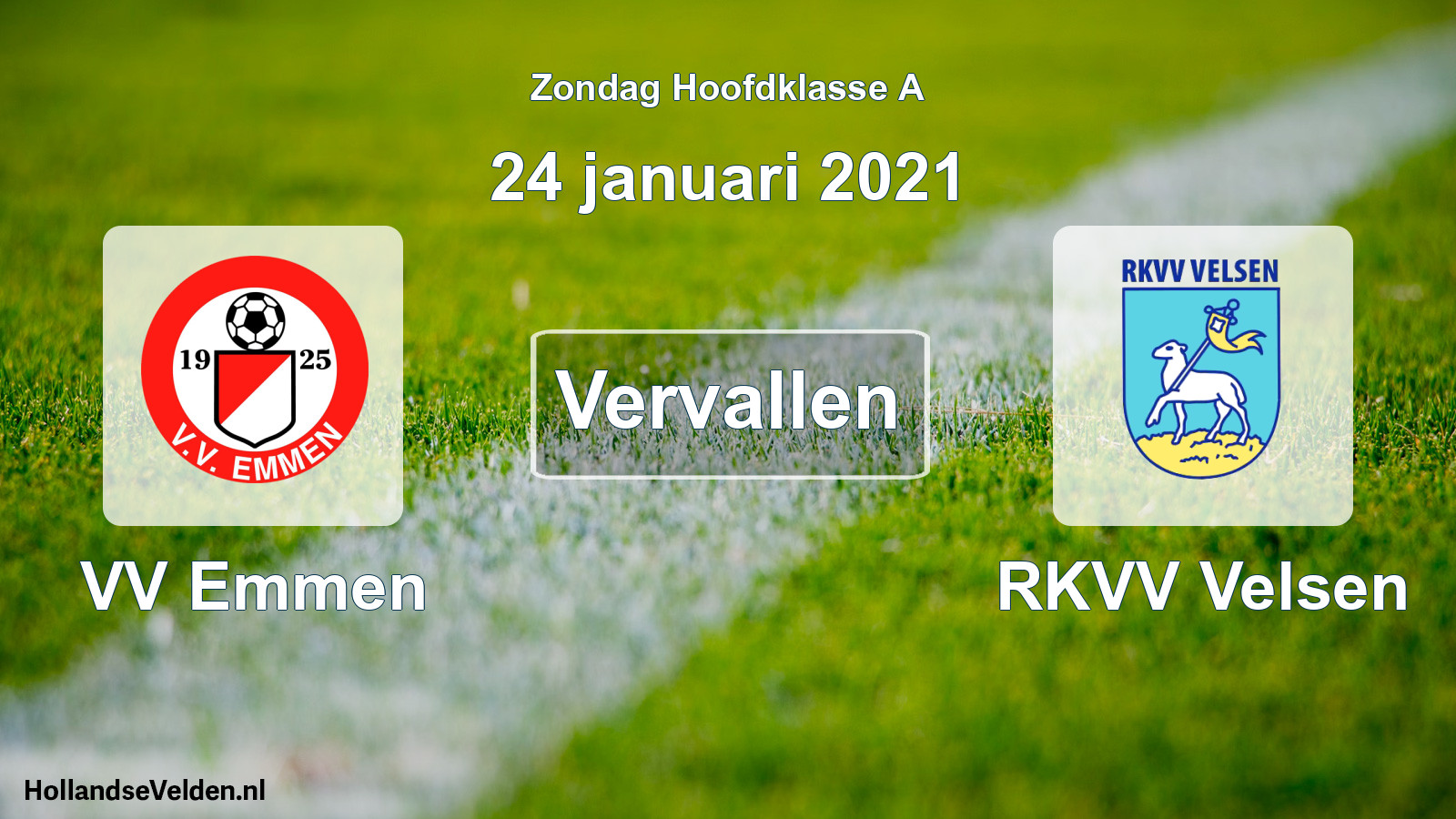 Scheduled Match: VV Emmen - RKVV Velsen (24 January 2021)