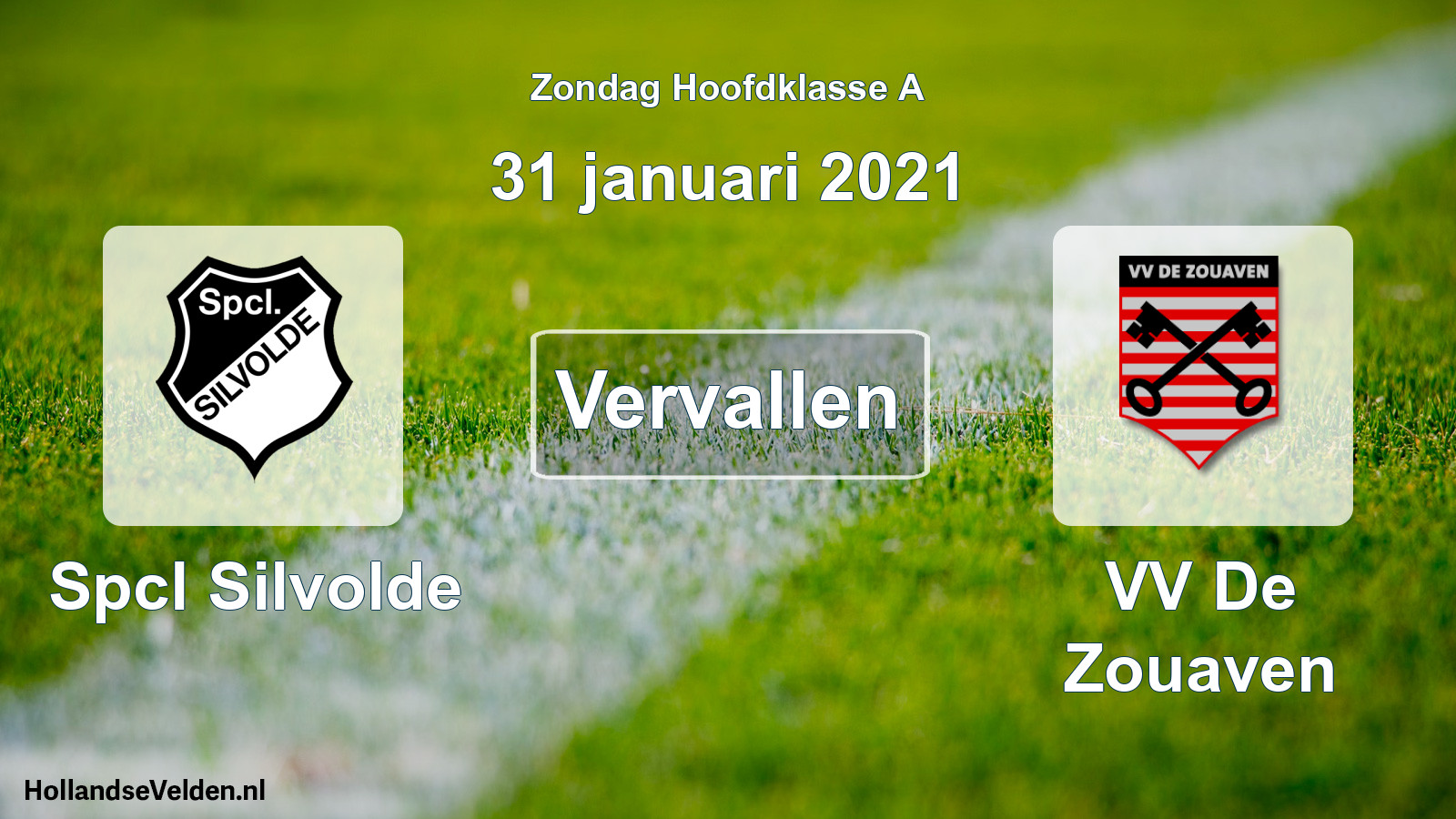 Scheduled Match: Spcl Silvolde - VV De Zouaven (31 January 2021)