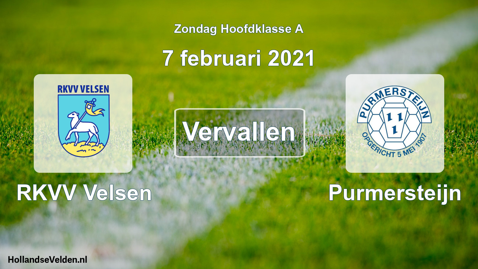 Scheduled Match: RKVV Velsen - Purmersteijn (7 February 2021)