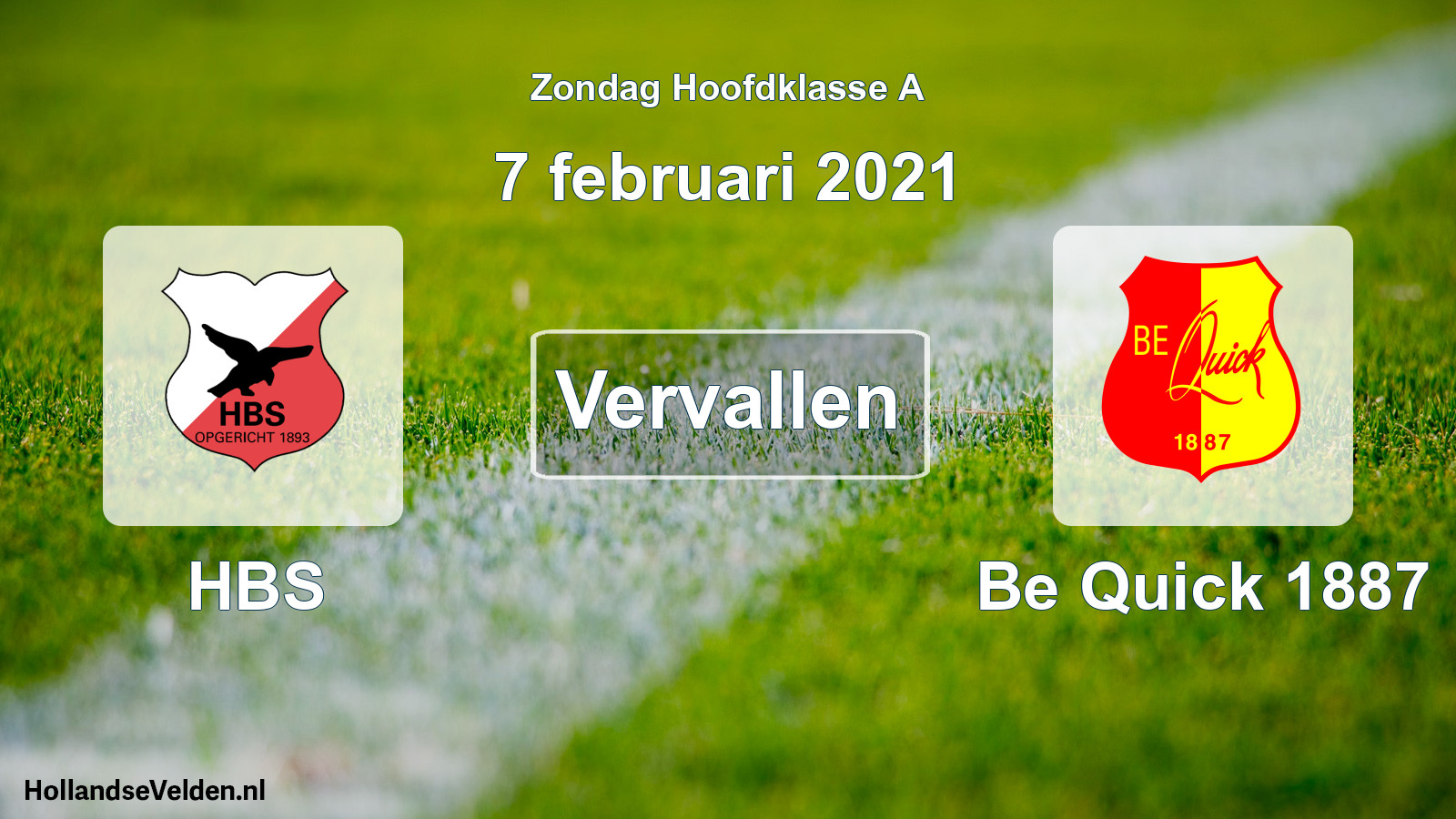 Scheduled Match: HBS - Be Quick 1887 (7 February 2021)
