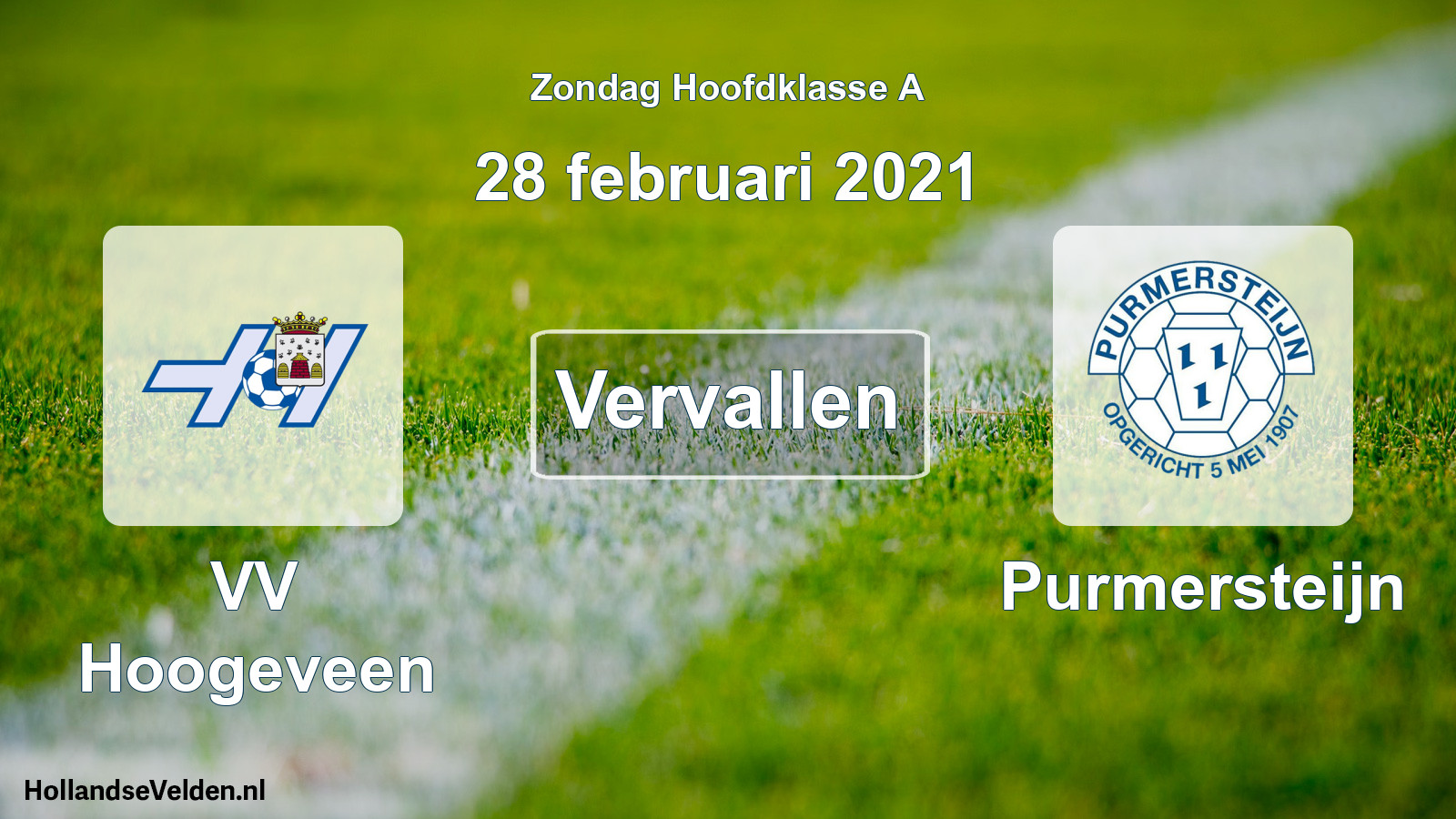 Scheduled Match: VV Hoogeveen - Purmersteijn (28 February 2021)