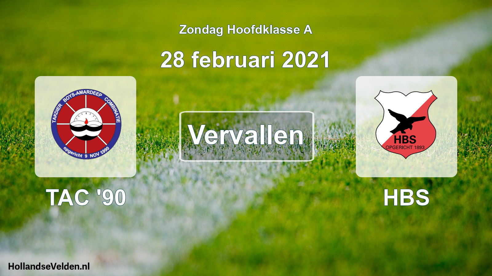 Scheduled Match: TAC '90 - HBS (28 February 2021)