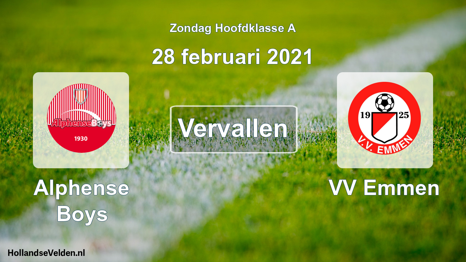 Scheduled Match: Alphense Boys - VV Emmen (28 February 2021)