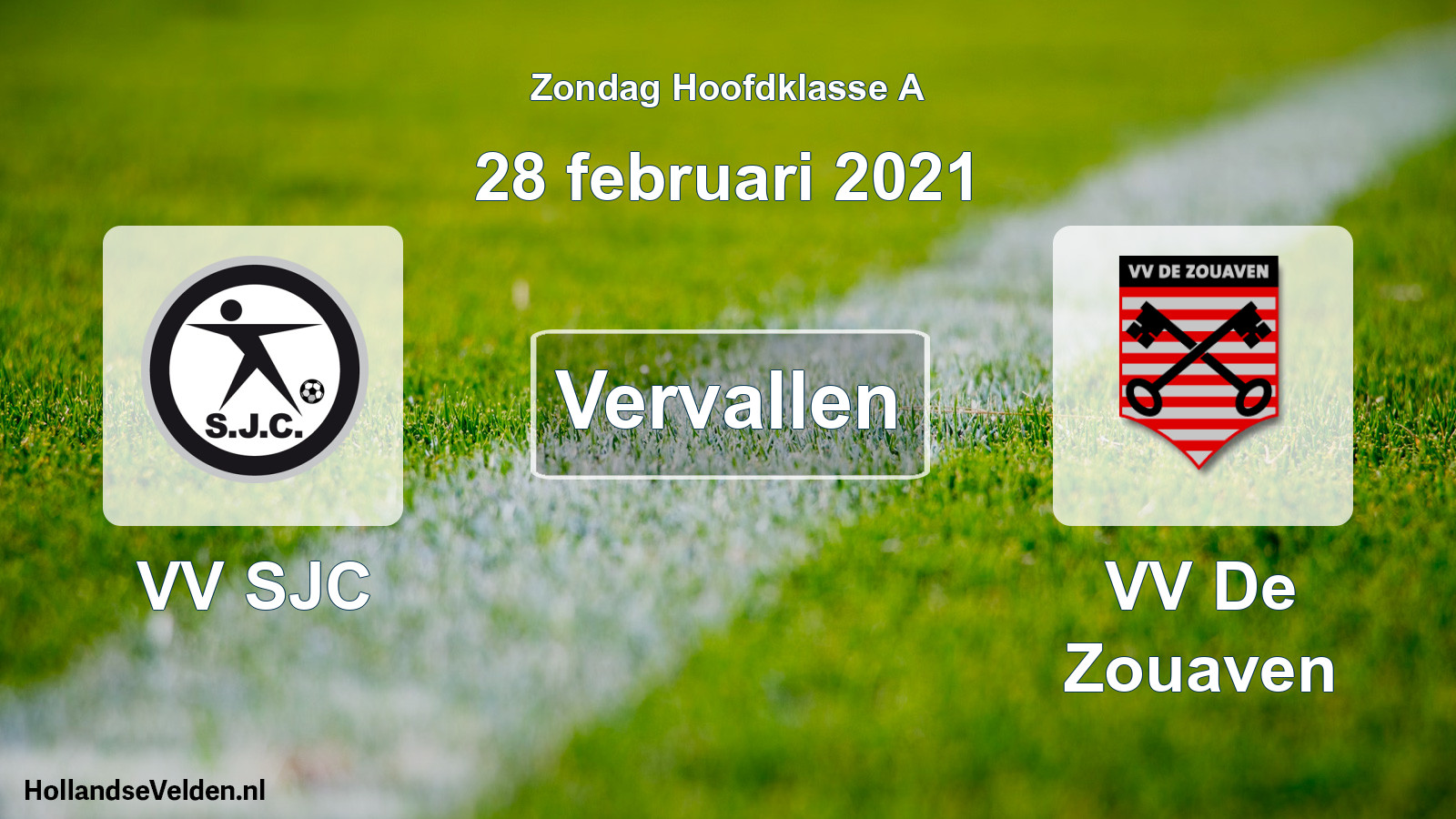 Scheduled Match: VV SJC - VV De Zouaven (28 February 2021)