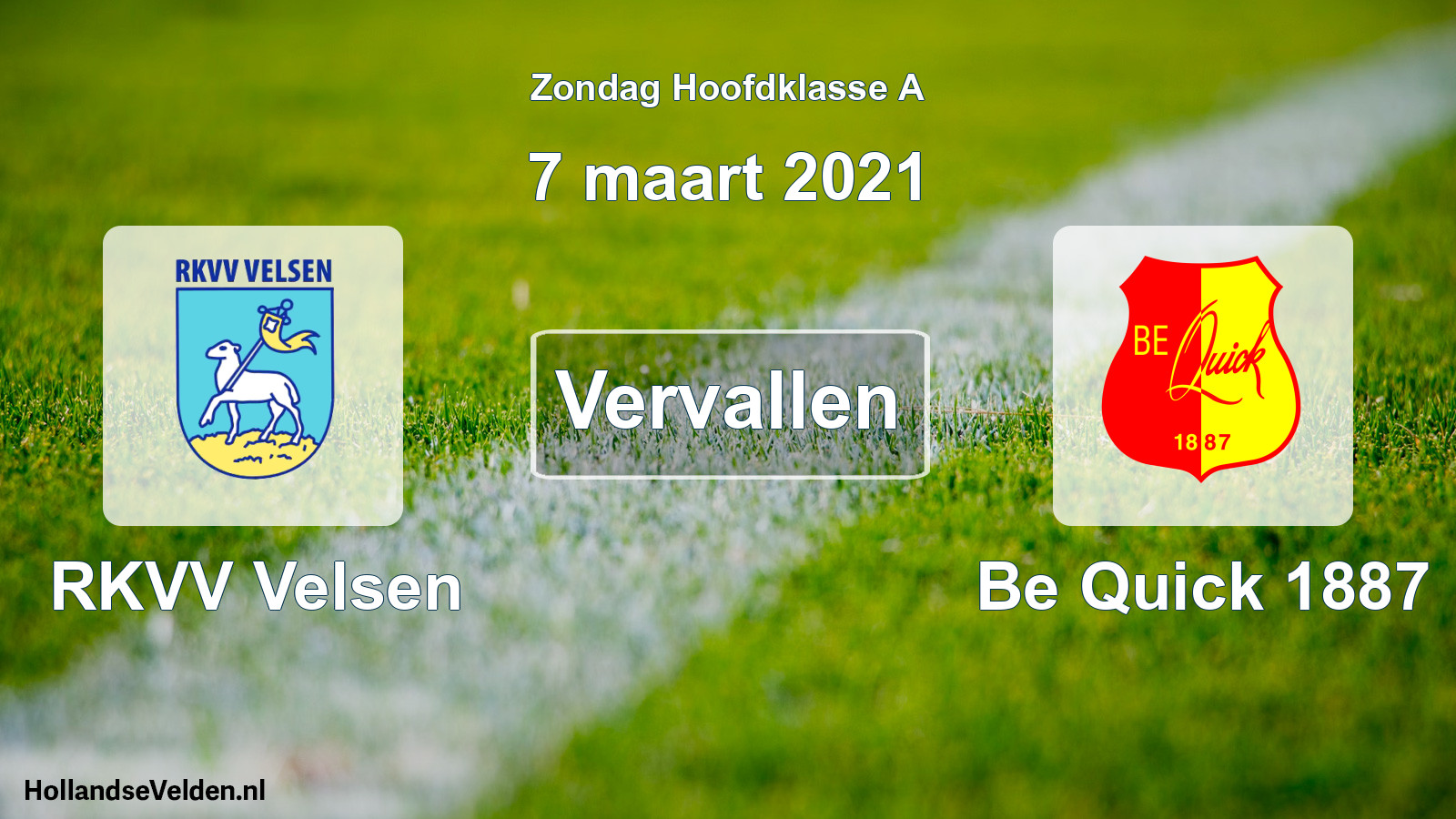 Scheduled Match: RKVV Velsen - Be Quick 1887 (7 March 2021)