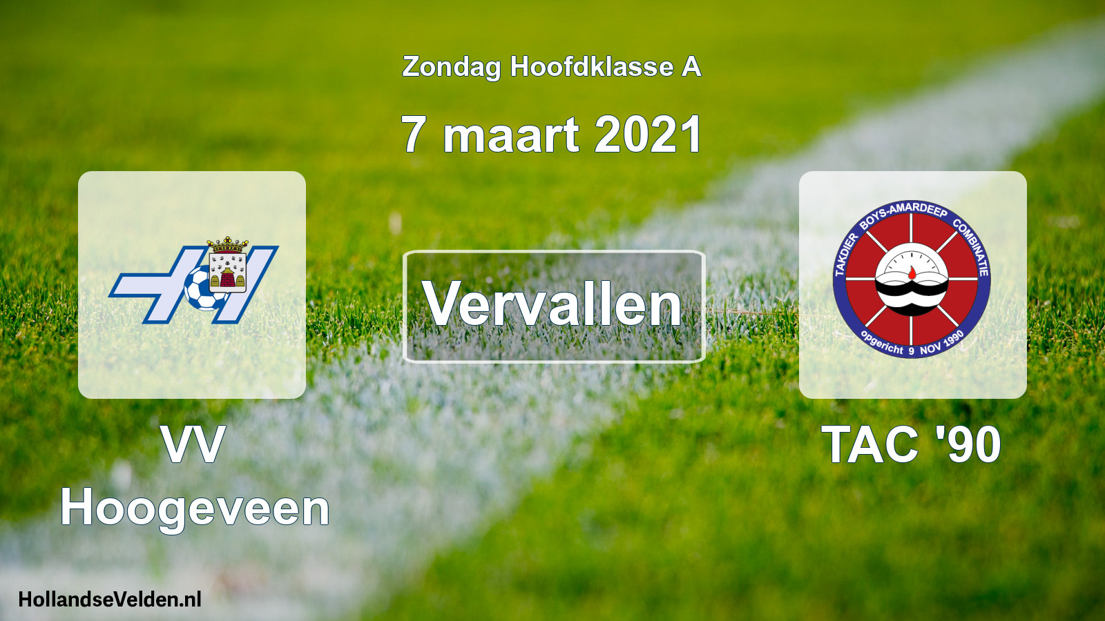 Scheduled Match: VV Hoogeveen - TAC '90 (7 March 2021)
