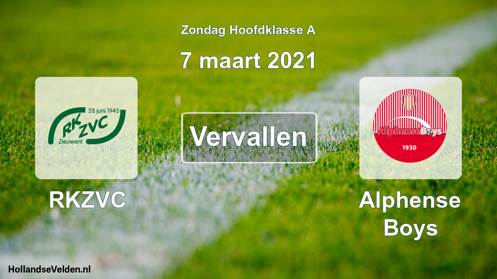 Scheduled Match: RKZVC - Alphense Boys (7 March 2021)