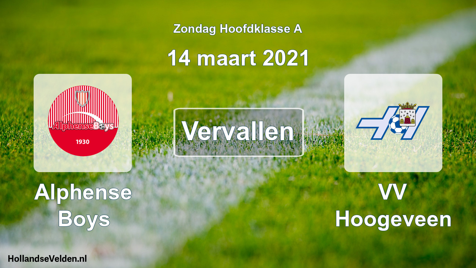 Scheduled Match: Alphense Boys - VV Hoogeveen (14 March 2021)
