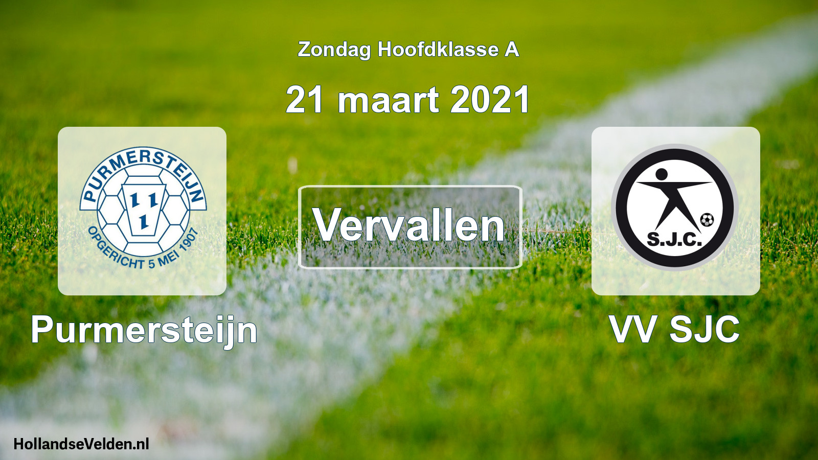 Scheduled Match: Purmersteijn - VV SJC (21 March 2021)