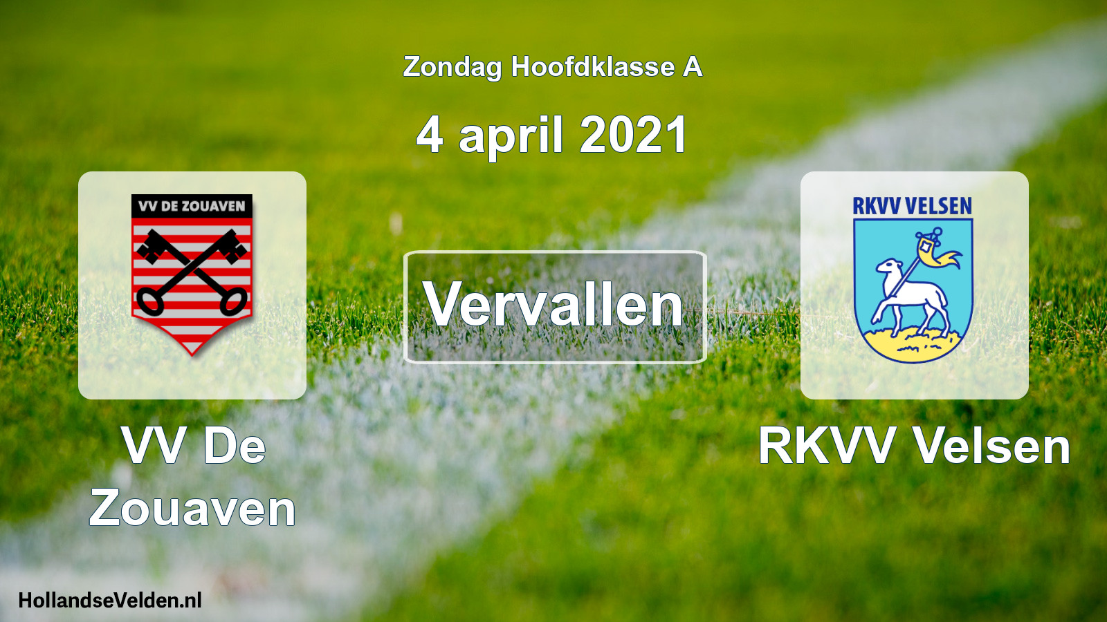 Scheduled Match: VV De Zouaven - RKVV Velsen (4 April 2021)