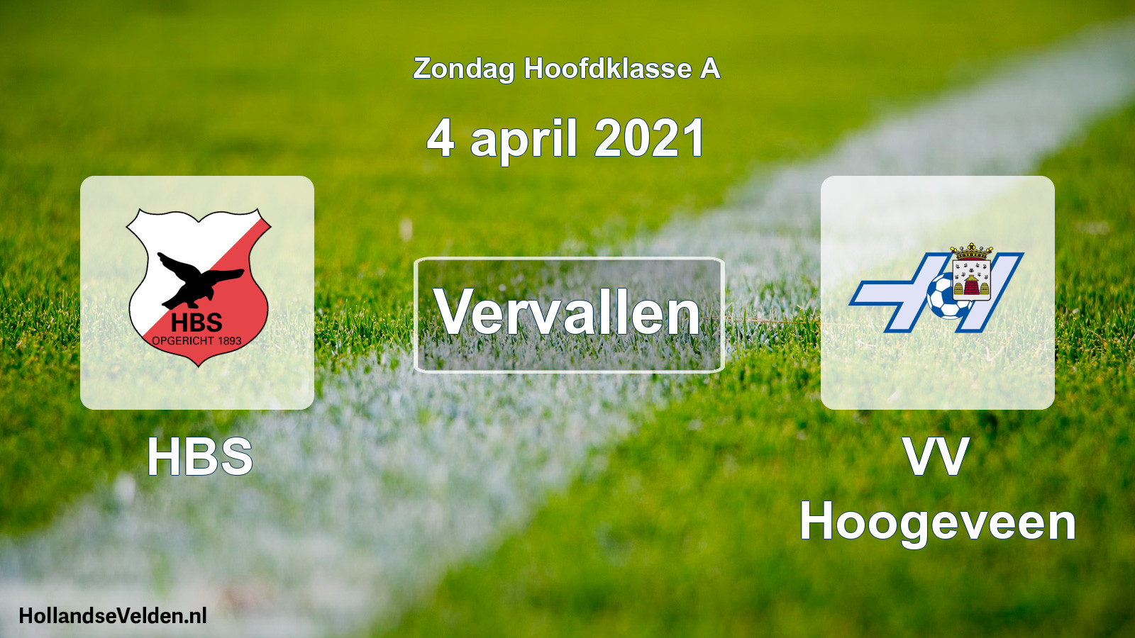 Scheduled Match: HBS - VV Hoogeveen (4 April 2021)