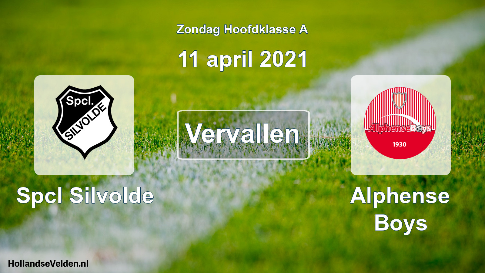 Scheduled Match: Spcl Silvolde - Alphense Boys (11 April 2021)