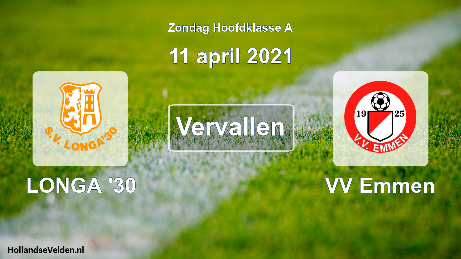 Scheduled Match: LONGA '30 - VV Emmen (11 April 2021)