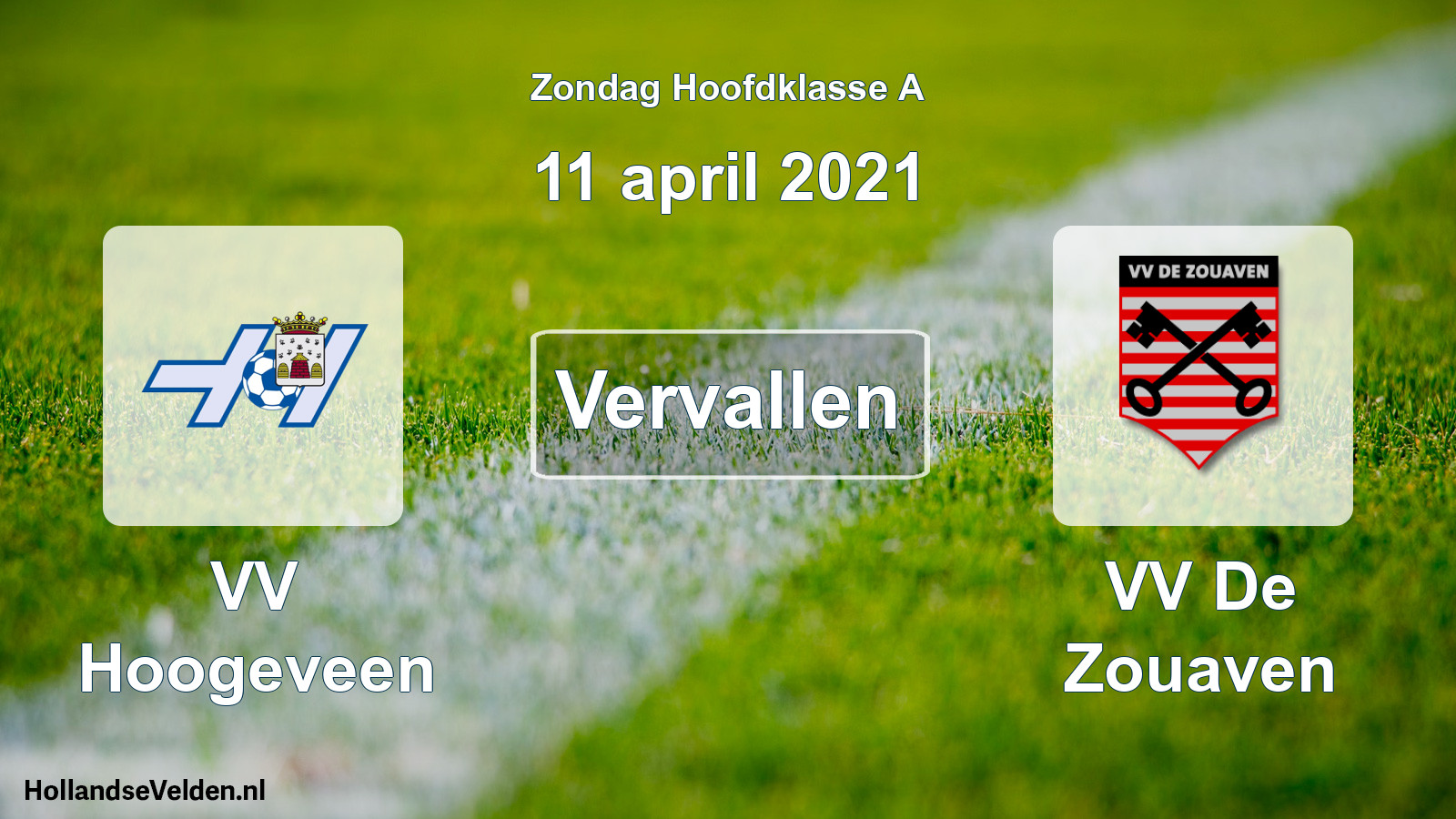 Scheduled Match: VV Hoogeveen - VV De Zouaven (11 April 2021)