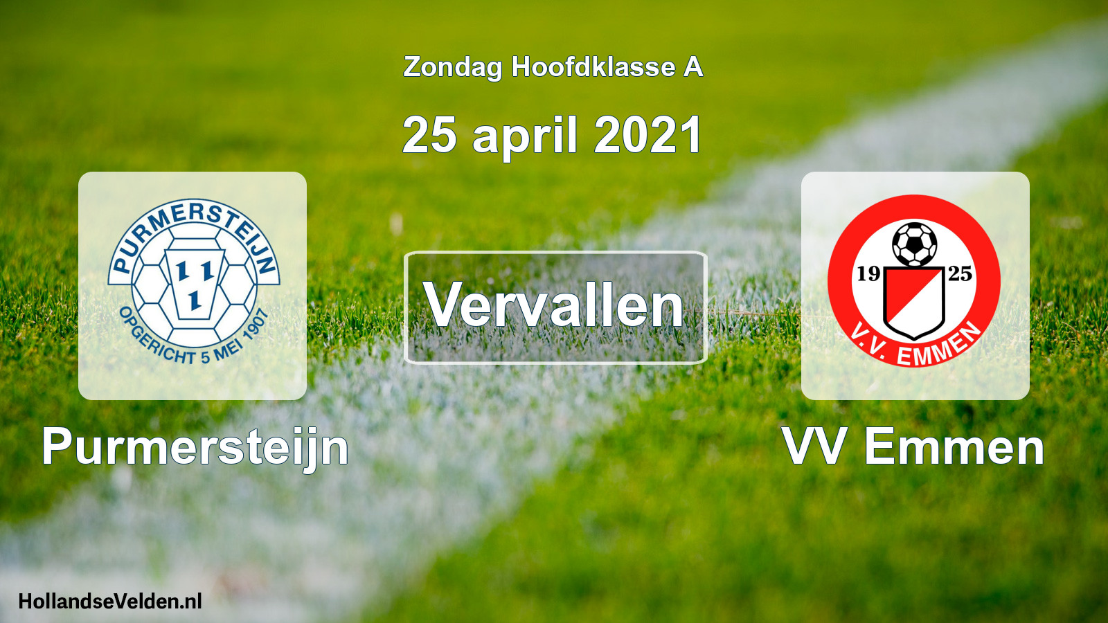 Scheduled Match: Purmersteijn - VV Emmen (25 April 2021)