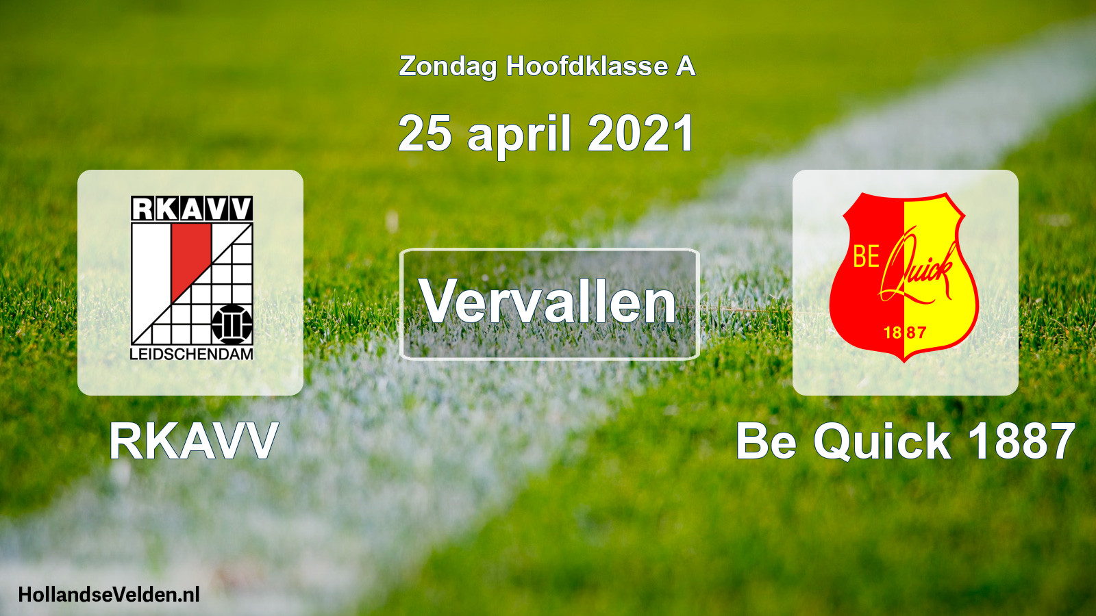 Scheduled Match: RKAVV - Be Quick 1887 (25 April 2021)