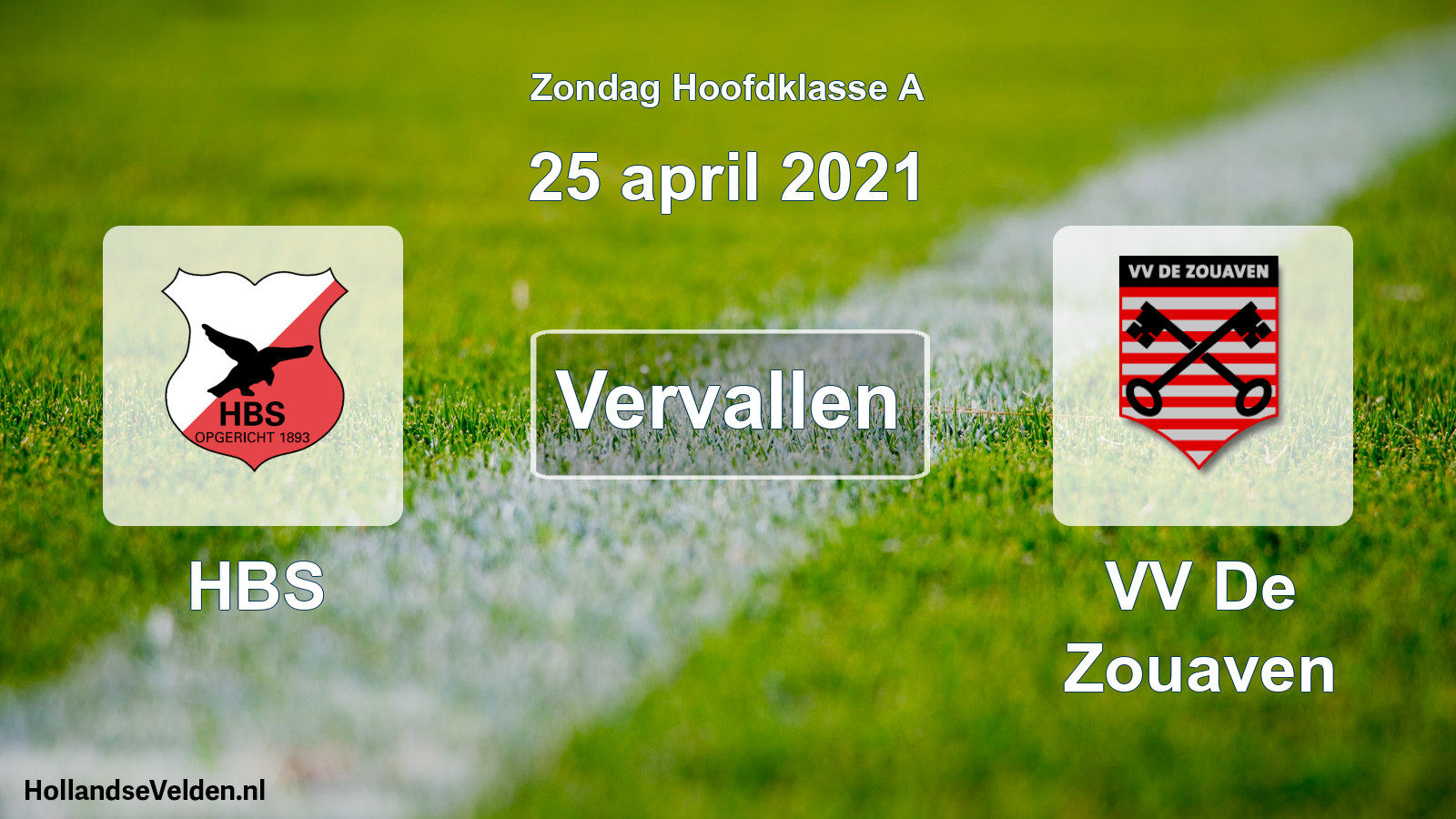Scheduled Match: HBS - VV De Zouaven (25 April 2021)