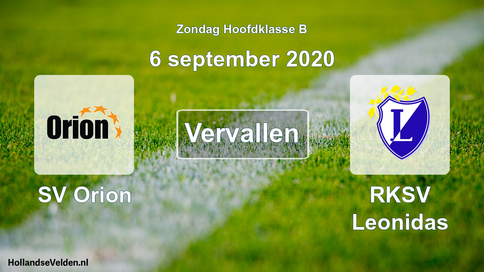 Geplande wedstrijd: SV Orion - RKSV Leonidas (6 september 2020)
