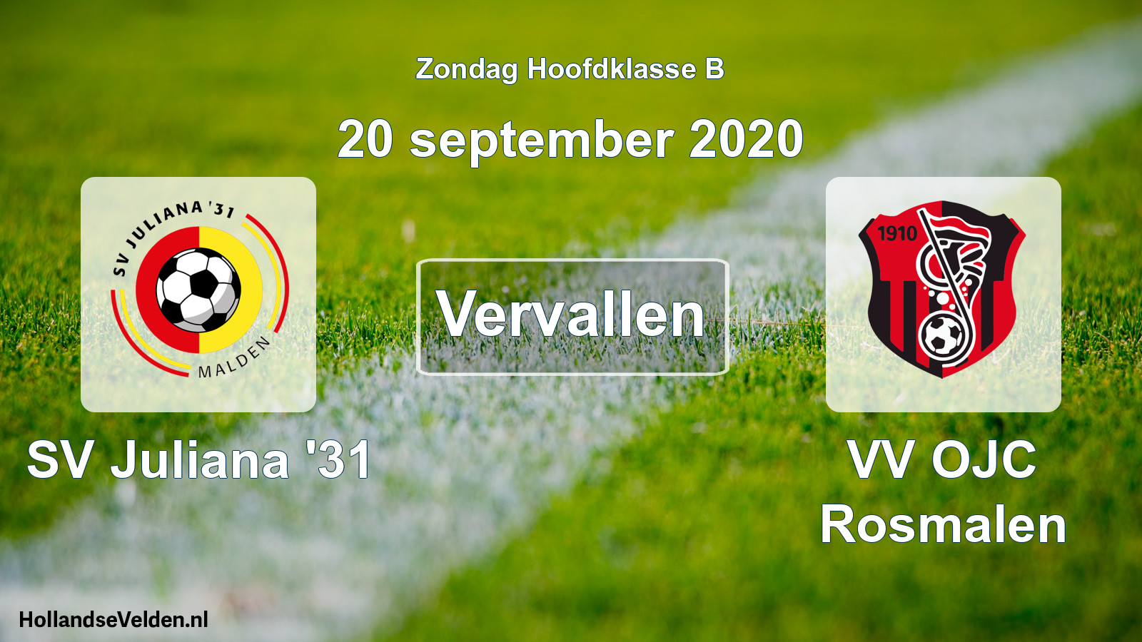 Scheduled Match: SV Juliana '31 - VV OJC Rosmalen (20 September 2020)