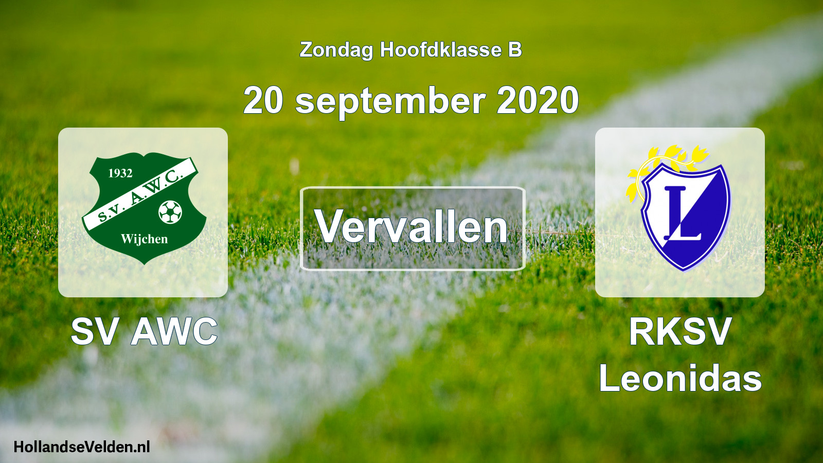 Geplande wedstrijd: SV AWC - RKSV Leonidas (20 september 2020)