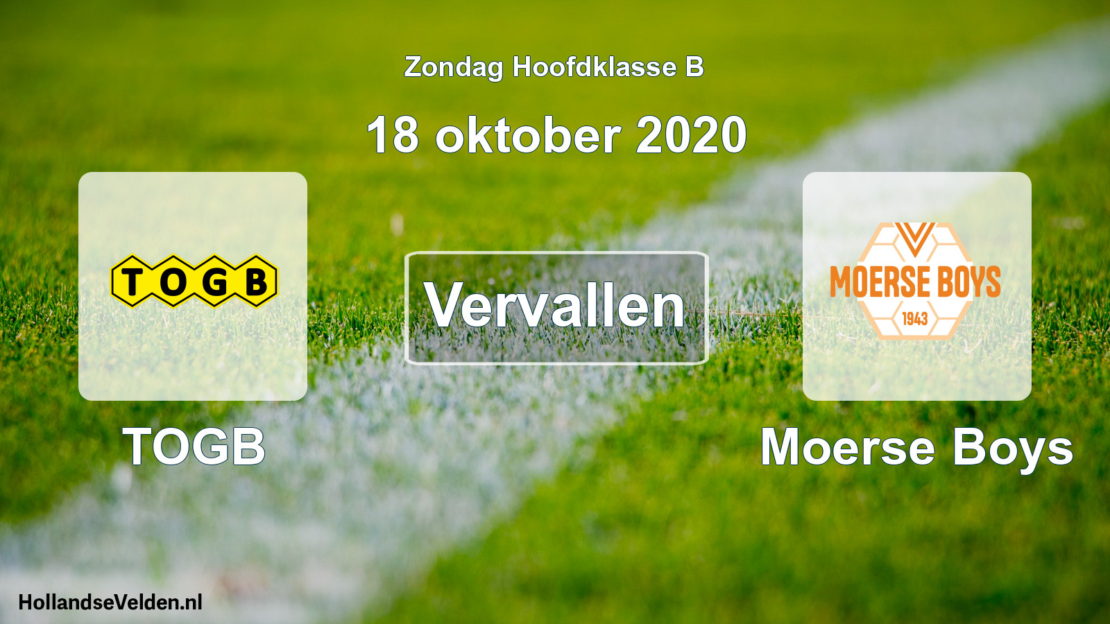 Scheduled Match: TOGB - Moerse Boys (18 October 2020)