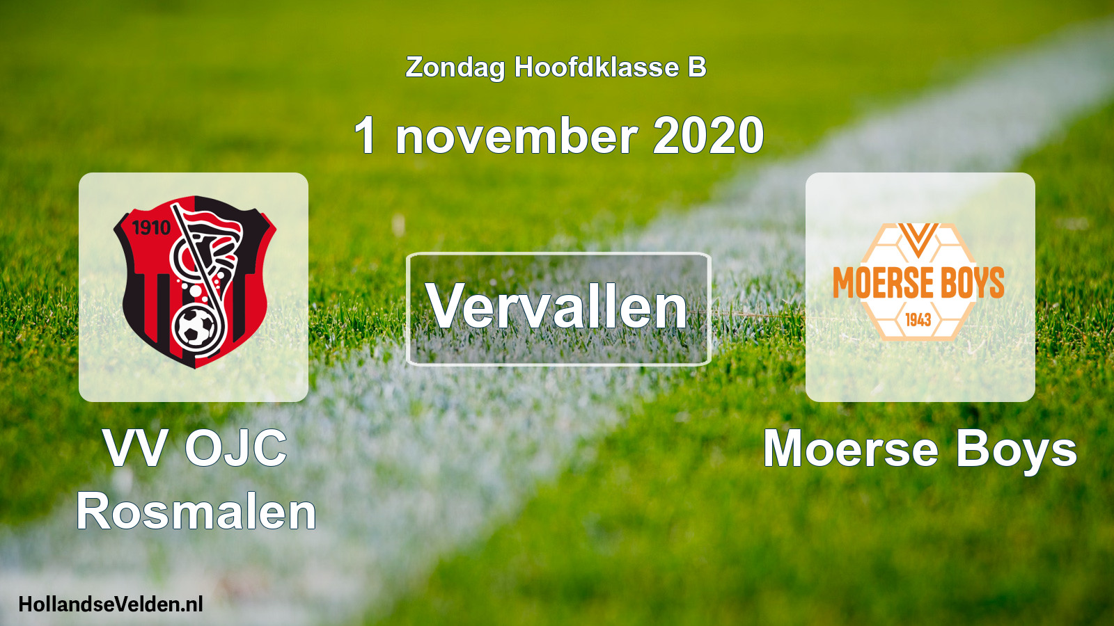 Scheduled Match: VV OJC Rosmalen - Moerse Boys (1 November 2020)