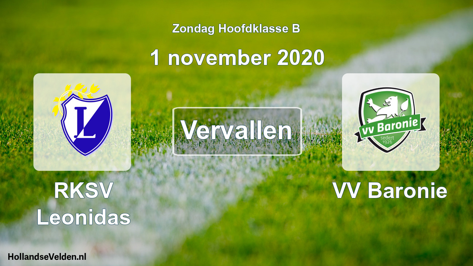 Scheduled Match: RKSV Leonidas - VV Baronie (1 November 2020)