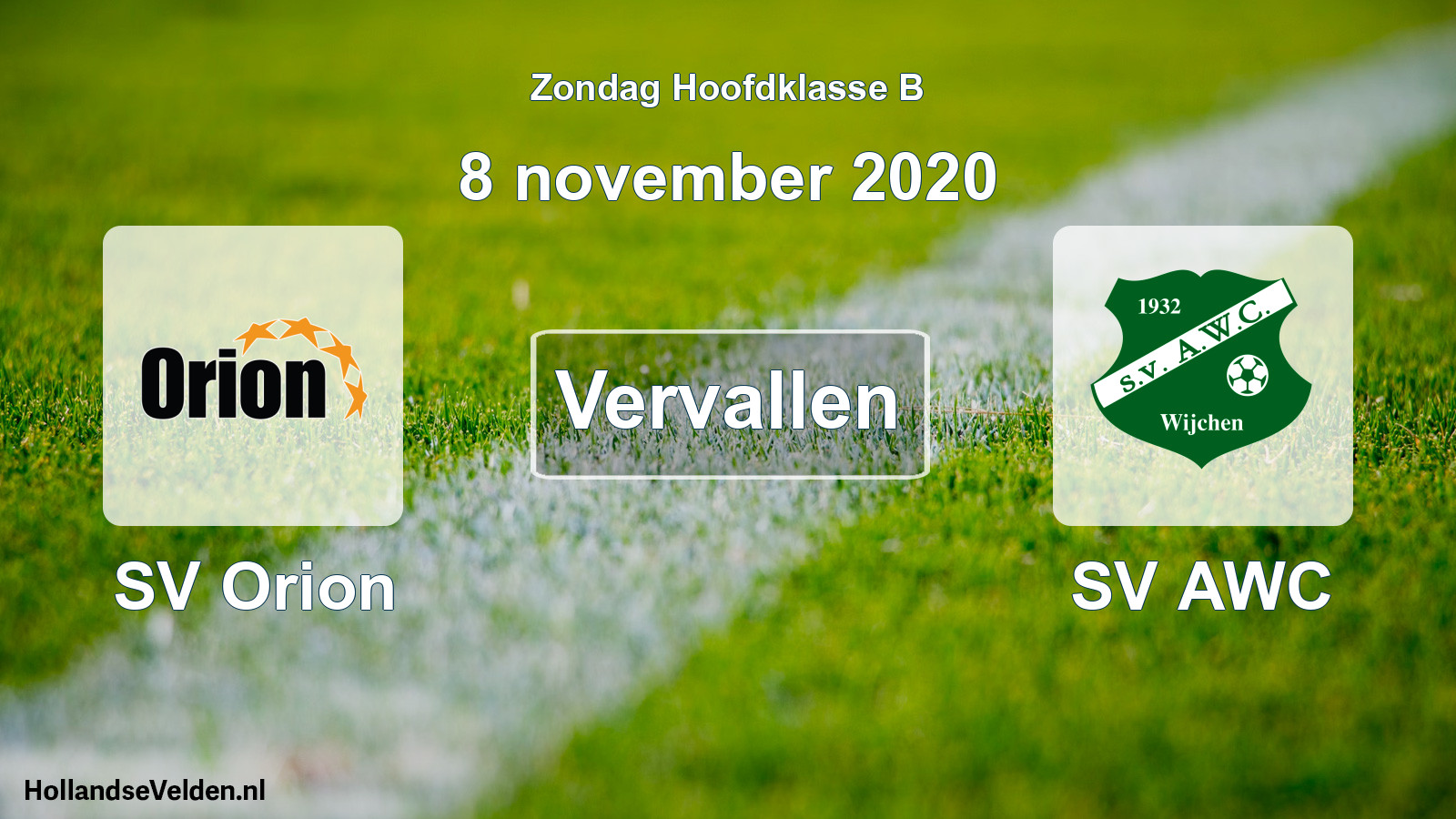 Scheduled Match: SV Orion - SV AWC (8 November 2020)