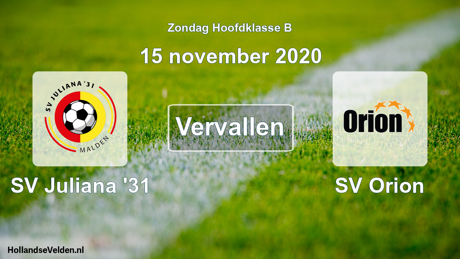 Scheduled Match: SV Juliana '31 - SV Orion (15 November 2020)