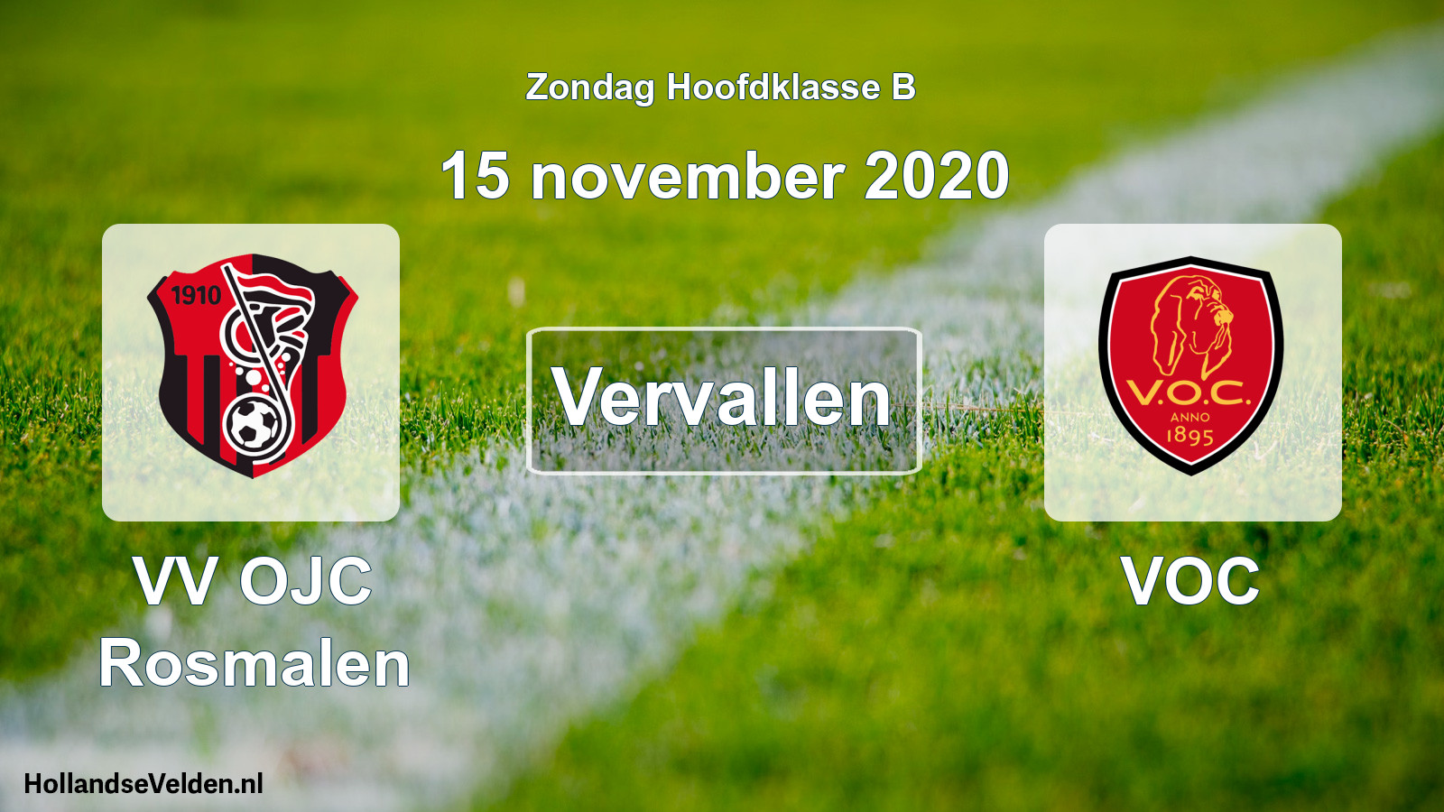 Scheduled Match: VV OJC Rosmalen - VOC (15 November 2020)