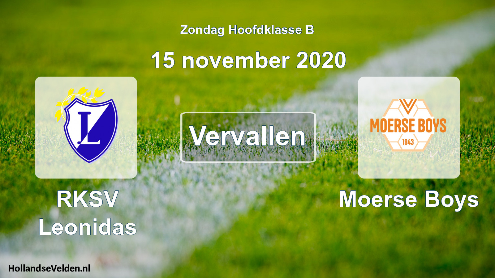 Geplande wedstrijd: RKSV Leonidas - Moerse Boys (15 november 2020)