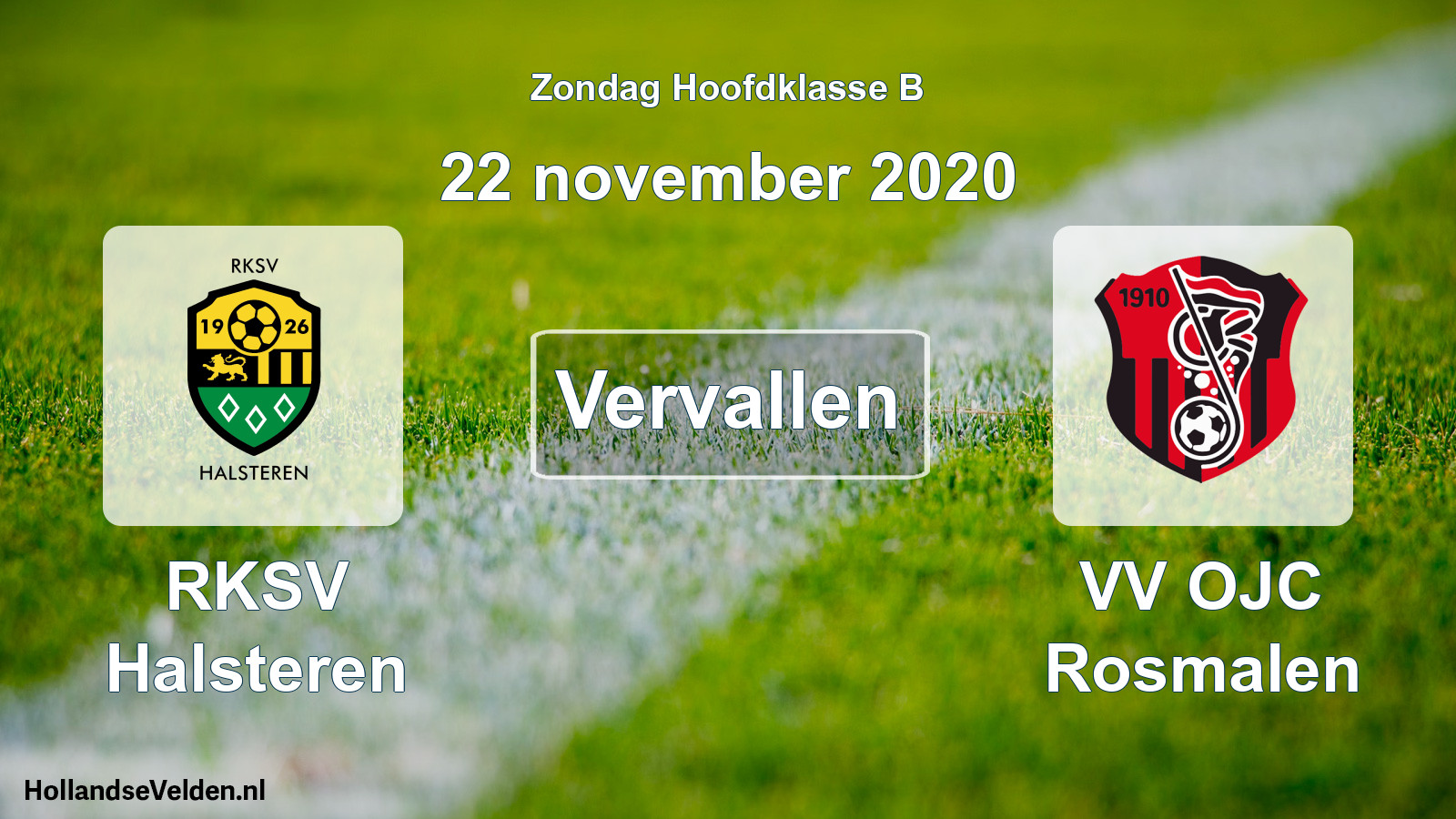 Scheduled Match: RKSV Halsteren - VV OJC Rosmalen (22 November 2020)