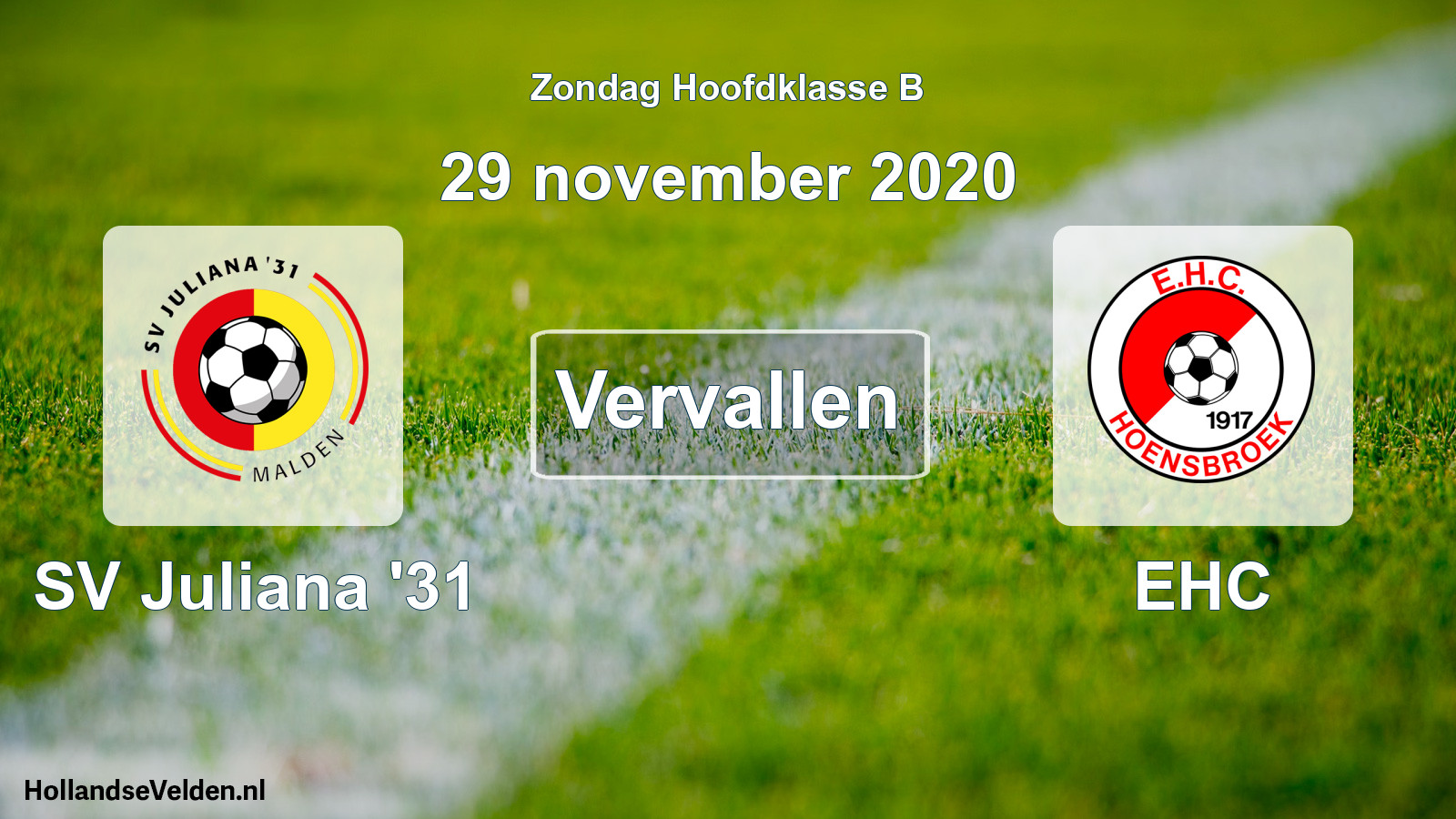 Scheduled Match: SV Juliana '31 - EHC (29 November 2020)