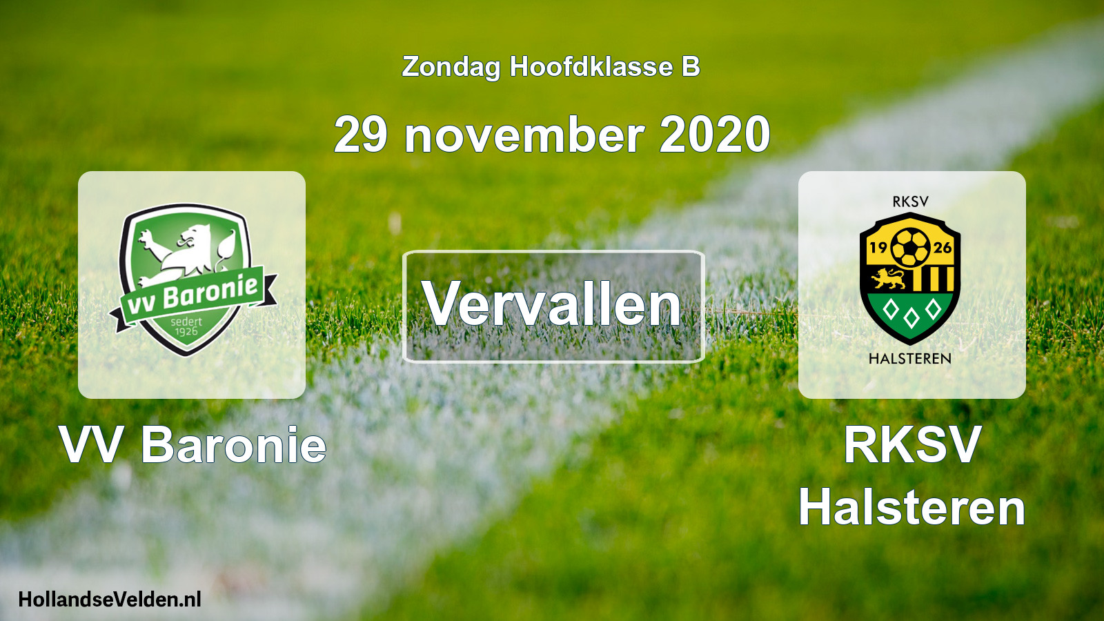 Scheduled Match: VV Baronie - RKSV Halsteren (29 November 2020)