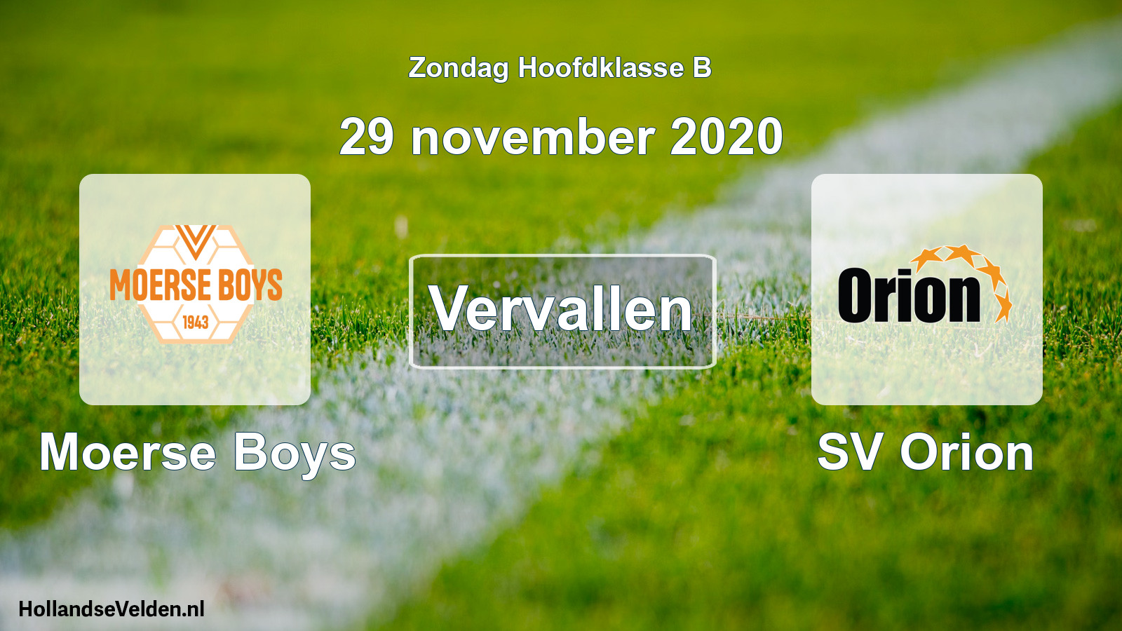 Scheduled Match: Moerse Boys - SV Orion (29 November 2020)