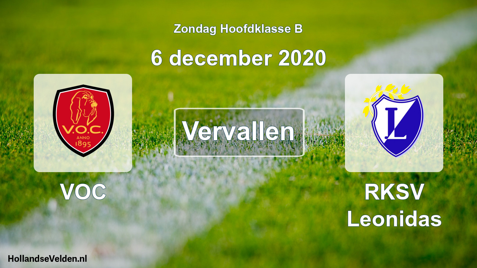 Scheduled Match: VOC - RKSV Leonidas (6 December 2020)