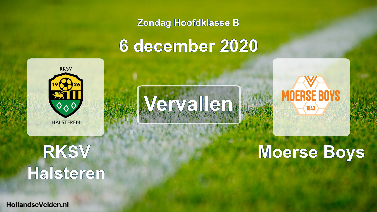 Scheduled Match: RKSV Halsteren - Moerse Boys (6 December 2020)