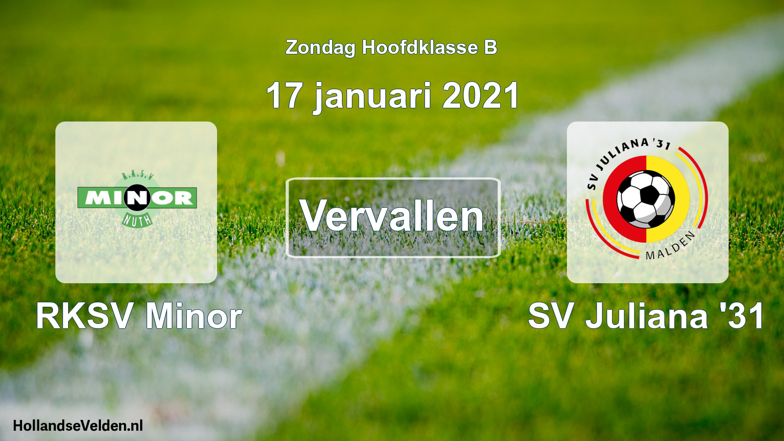 Scheduled Match: RKSV Minor - SV Juliana '31 (17 January 2021)