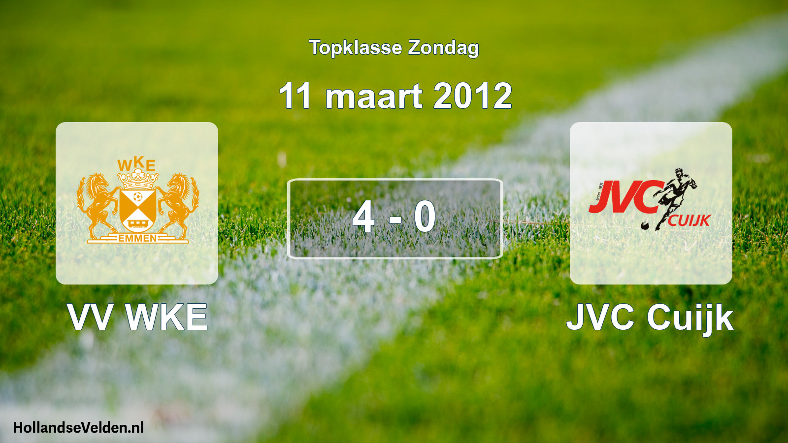 Total number of matches played: VV WKE - JVC Cuijk 4 - 0 (11 March 2012)