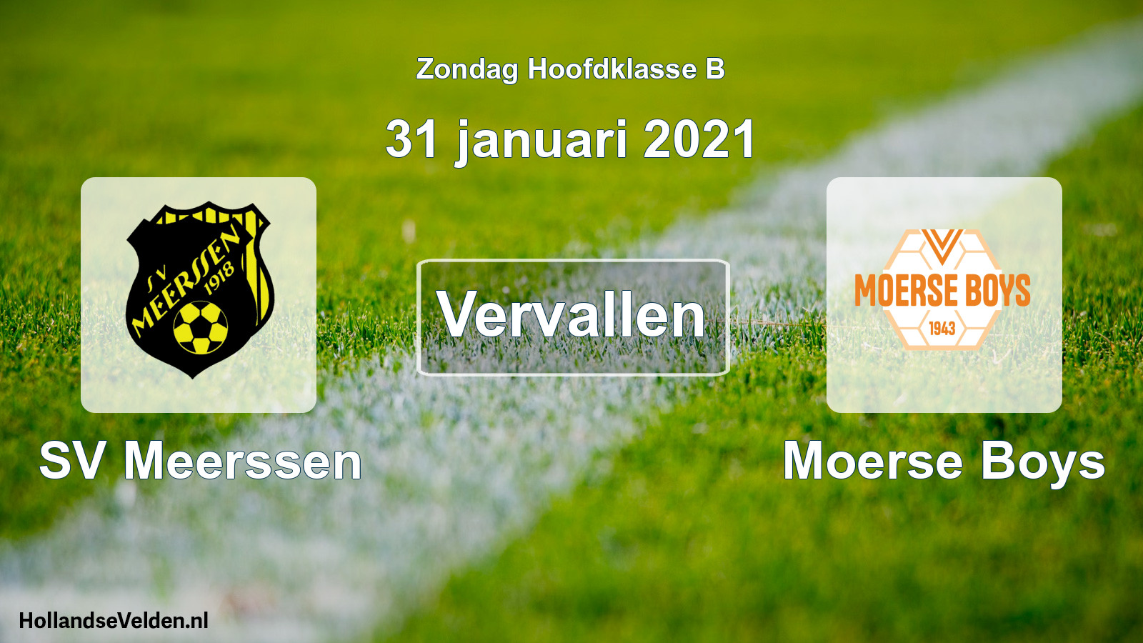 Scheduled Match: SV Meerssen - Moerse Boys (31 January 2021)