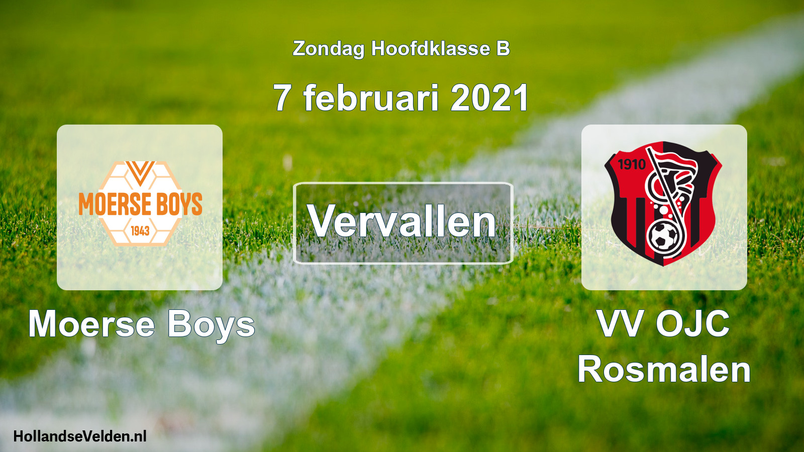 Scheduled Match: Moerse Boys - VV OJC Rosmalen (7 February 2021)