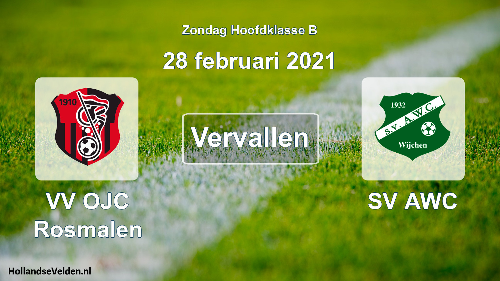 Scheduled Match: VV OJC Rosmalen - SV AWC (28 February 2021)