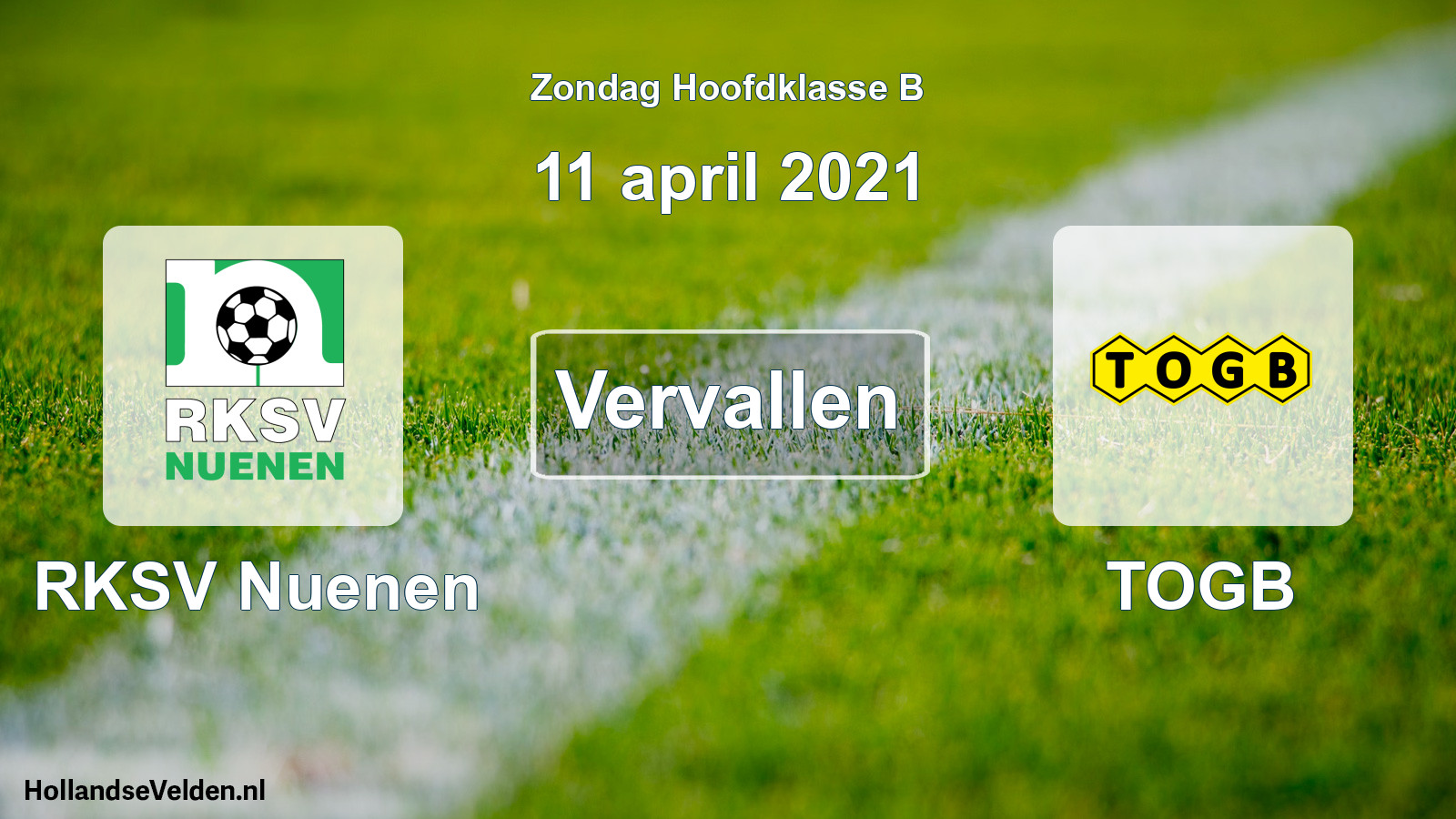 Scheduled Match: RKSV Nuenen - TOGB (11 April 2021)